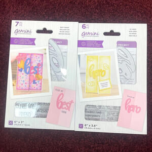 Lot 2 Crafters Companion Gemini Stamp & Die Set Best Friend Hero Papercraft
